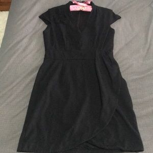 Short Sleeved Black Tunic w/ Flower Embellishment